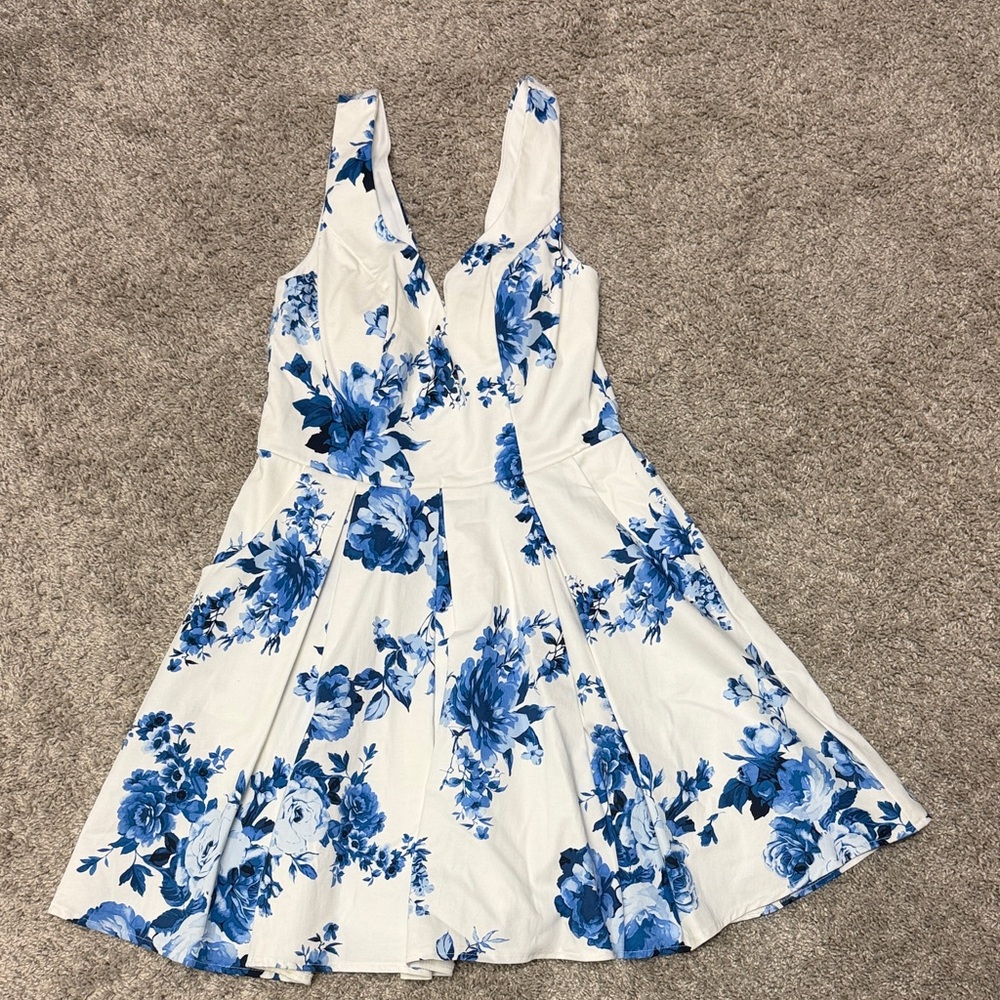 Trixxi Blue and White Floral Mini Dress